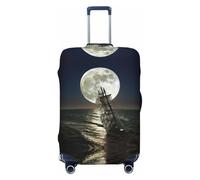 Funda lavable con estampado de barco de vela en tormenta, protector de maleta de moda, a prueba de polvo, antiarañazos, funda de maleta de viaje, Black, L