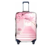 Funda lavable para equipaje, diseño de flor de cerezo, color rosa, resistente a los arañazos, para equipaje de 18 a 32 pulgadas, Blanco, M