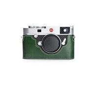 Funda Leica M10, Zakao hecha a mano de piel auténtica media cámara funda para Leica M10 versión de apertura inferior con correa de mano (verde)