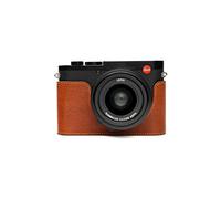 Funda Leica Q2, Zakao hecha a mano de piel auténtica auténtica para la mitad de la cámara Leica Q2 versión inferior de apertura con correa de mano (lavaBrown)
