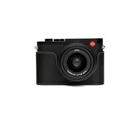 Funda Leica Q2, Zakao hecha a mano de piel auténtica auténtica para la mitad de la cámara Leica Q2 versión inferior de apertura con correa de mano (negro)