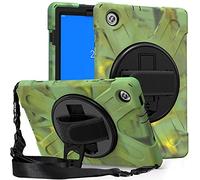 Funda Lenovo Tab M10 HD TB-X306X TB-X306F 10.1", Híbrido Tres Capas Funda Carcasa Protector con Correa de Bandolera/Correa de Mano, 360 Rotación Kickstand para Lenovo Tab M10 HD 10.1" (Camuflaje)
