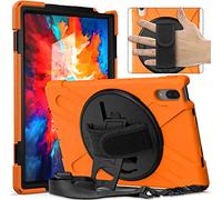 Funda Lenovo Tab P11 Pro 11.5" TB-J706F TB-J706L, Híbrido Tres Capas Funda Carcasa Protector con Correa de Bandolera/Correa de Mano, 360 Rotación Kickstand para Lenovo Tab P11 Pro 11.5" (Naranja)