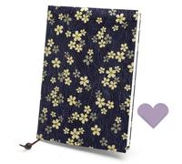 Funda Libro A5 con Marcapáginas Corazón - Funda de Tela para Libro, Cubierta Lavable Reutilizable, Motivo Floral azul Oscuro para Novelas, cuadernos, Scrapbooking, Lectura, Estudio, Regalo Lector