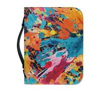 Funda Libro Azul Naranja Funda Bíblica De Cuero Pu, Lavable Duradera Cremallera Y Muchos Bolsillos Interiores Funda Protectora Para Libros Mujeres Y Hombres 23.4x4.1cm