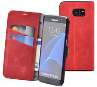 Funda Libro Cartera En Rojo Antiguo Estuche Para Samsung Galaxy S7 Edge