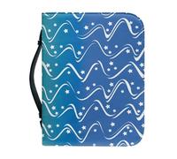 Funda Libro Estrella Azul Funda Bíblica De Cuero Pu, Lavable Duradera Cremallera Y Muchos Bolsillos Interiores Funda Protectora Para Libros Mujeres Y Hombres 28.5x5.9cm