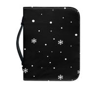 Funda Libro Impresión Negra Funda Bíblica De Cuero Pu, Lavable Duradera Cremallera Y Muchos Bolsillos Interiores Funda Protectora Para Libros Mujeres Y Hombres 28.5x5.9cm