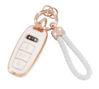 Funda Llave para Audi Accesorios 3 Botones con Llavero Blanco y Dorado