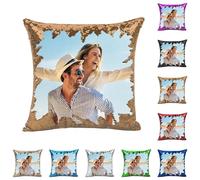 Funda Mágica de Lentejuelas Personalizada,¡CREA Tu Almohada DIY con Fotos! Imágenes de Mascotas, Amor o Familia - Regalo Original,Fundas de Almohada Unicas 40x40 cm Que Cambian al Pasar la Mano