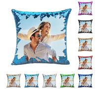 Funda Mágica de Lentejuelas Personalizada,¡CREA Tu Almohada DIY con Fotos! Imágenes de Mascotas, Amor o Familia - Regalo Original,Fundas de Almohada Unicas 40x40 cm Que Cambian al Pasar la Mano