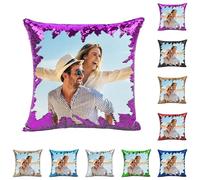Funda Mágica de Lentejuelas Personalizada,¡CREA Tu Almohada DIY con Fotos! Imágenes de Mascotas, Amor o Familia - Regalo Original,Fundas de Almohada Unicas 40x40 cm Que Cambian al Pasar la Mano