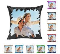 Funda Mágica de Lentejuelas Personalizada,¡CREA Tu Almohada DIY con Fotos! Imágenes de Mascotas, Amor o Familia - Regalo Original,Fundas de Almohada Unicas 40x40 cm Que Cambian al Pasar la Mano