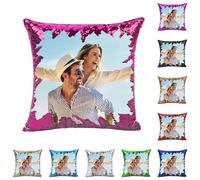 Funda Mágica de Lentejuelas Personalizada,¡CREA Tu Almohada DIY con Fotos! Imágenes de Mascotas, Amor o Familia - Regalo Original,Fundas de Almohada Unicas 40x40 cm Que Cambian al Pasar la Mano