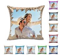 Funda Mágica de Lentejuelas Personalizada,¡CREA Tu Almohada DIY con Fotos! Imágenes de Mascotas, Amor o Familia - Regalo Original,Fundas de Almohada Unicas 40x40 cm Que Cambian al Pasar la Mano