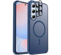 Funda magnética a prueba de golpes para Samsung Galaxy S24 FE, compatible con MagSafe, con protector de pantalla X2 + protector de lente de cámara X2, funda antihuellas translúcida para Samsung Galaxy