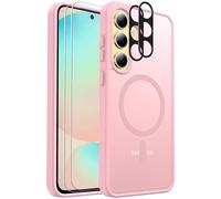 Funda magnética a prueba de golpes para Samsung Galaxy S24 FE, compatible con MagSafe, con protector de pantalla X2 + protector de lente de cámara X2, funda translúcida antihuellas para Samsung Galaxy