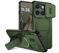 Funda magnética compatible con Motorola Moto Edge 2025 con soporte y cubierta deslizante for cámara, soporte resistente protector resistente a los golpes, funda delgada a prueba de golpes(Ye?il)