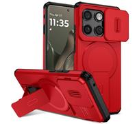 Funda magnética compatible con Motorola Moto Edge 2025 con soporte y cubierta deslizante for cámara, soporte resistente protector resistente a los golpes, funda delgada a prueba de golpes(Rosso)