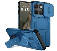 Funda magnética compatible con Motorola Moto Edge 2025 con soporte y cubierta deslizante for cámara, soporte resistente protector resistente a los golpes, funda delgada a prueba de golpes(Blu)