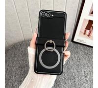 Funda magnética con Anillo de Textura esmerilada para Samsung Galaxy Z Flip 7, 6, 5, 4 y 3, con Carga inalámbrica, Color Negro, para Galaxy Z Flip7
