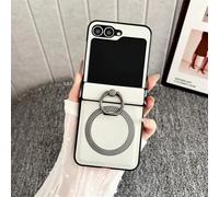 Funda magnética con Anillo de Textura esmerilada para Samsung Galaxy Z Flip 7, 6, 5, 4 y 3, con Carga inalámbrica, Color Blanco, para Galaxy Z Flip7