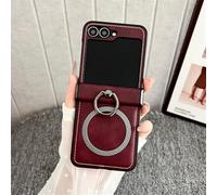 Funda magnética con Anillo de Textura esmerilada para Samsung Galaxy Z Flip 7, 6, 5, 4 y 3, con Carga inalámbrica, Color Rojo, para Galaxy Z Flip4