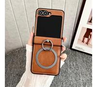 Funda magnética con Anillo de Textura esmerilada para Samsung Galaxy Z Flip 7, 6, 5, 4 y 3, con Carga inalámbrica, Color marrón, para Galaxy Z Flip4
