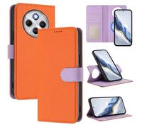 Funda Magnética de Cuero Genuino 2 en 1 para Xiaomi Redmi 14C 4G/Redmi A4 5G/A3 Pro,Estuche Magnético [Bloqueo RFID][Función Stand] Funda Tipo Billetera de Cuero Desmontable Leather Case,naranja