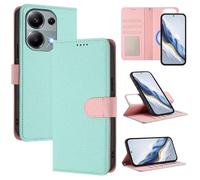Funda Magnética de Cuero Genuino 2 en 1 para Xiaomi Redmi Note 13 Pro 4G/Poco M6 Pro,Estuche Magnético [Bloqueo RFID][Función Stand] Funda Tipo Billetera de Cuero Desmontable Leather Case,Verde