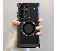 Funda magnética de Lujo con Revestimiento Transparente para Samsung S25 S24 Ultra S23 FE S22 Plus Note 20 Contraportada de Carga inalámbrica, Negro, para Galaxy S25Ultra