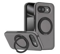 Funda magnética de piel para Google Pixel 10A, compatible con MagSafe, con función atril ajustable de 360°, a prueba de golpes, funda protectora delgada (gris)
