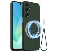 Funda Magnética de Silicona para Samsung Galaxy A35, Funda Antigolpes con Anillo Magnético Integrado, Carcasa Protectora Soft Touch, Compatible con Carga Inalámbrica (Verde Oscuro)