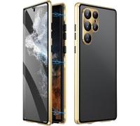 Funda magnética de vidrio templado de doble cara para Samsung 23/24 Plus Ultra (privacidad, dorado, S23Ultra)