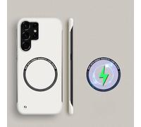 Funda magnética Delgada sin Marco para Samsung Galaxy S23 Ultra S22 S24 Ultra Luxury Wireless Charge Hard Back Cover, Blanco, para S23 Ultra