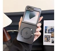 Funda magnética Mate Delgada con Revestimiento de policarbonato para Samsung Galaxy Z Flip7, Z Flip6, Z Flip5, Z Flip4 y Z Flip3, con Carga inalámbrica y anticaídas, Color Negro meteorito. para Sa