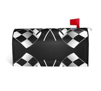 Funda magnética para buzón de correo con diseño de banderas a cuadros de fórmula negra y blanca, fundas duraderas y elegantes, impermeables, fáciles de instalar para todas las estaciones