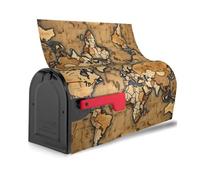 Funda magnética para buzón de correo reutilizable e impermeable con diseño de mapa del mundo manchado antiguo para identificar buzones de correo