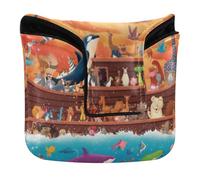 Funda magnética para cabeza de putter de golf para hombres y mujeres, de piel sintética, impermeable, una colorida ilustración de dibujos animados de la historia de la Biblia, llena de arca de Noé