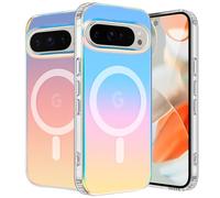 Funda Magnética para Google Pixel 9 ou 9 Pro，Compatible con MagSafe, Carcasa Fluorescente Colorido Translúcida Respaldo, Carcasa Mate Translúcida Antigolpes Protección Militar, Antiamarillo