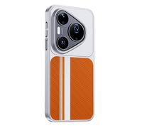 Funda Magnética para Huawei Pura 90 Pro/90 Pro MAX: Funda De Estilo Ejecutivo En Cuero Vegano, Compatible con Carga Inalámbrica, con Bordes Metalizados, Resistente A Impactos,90pro,Orange