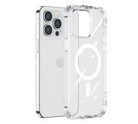 Funda magnética para iPhone 14 Plus, carcasa reforzada con ganchos y soporte, transparente.