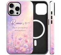 Funda magnética para iPhone 14 Pro Max, bonita funda cristiana para teléfono, Romans 15 13, Fe, galaxia, a prueba de golpes, delgada, TPU y policarbonato duro, funda protectora compatible con MagSafe