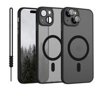 Funda magnética para iPhone 15 Plus compatible con MagSafe, funda para iPhone 15 Plus translúcida mate ultra fina silicona resistente a los arañazos, negro