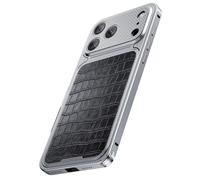 Funda Magnética para iPhone 17 Pro/17 Pro MAX: Funda Resistente A Impactos con Marco Metálico para La Cámara, Diseño Elegante En Cuero con Patrón De Cocodrilo Y Compatible con Carga,17pro,Silver
