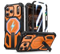 Funda magnética para iPhone 17 Pro Max, compatible con MagSafe, con protector de pantalla y soporte invisible, funda 3 en 1 de cuerpo completo de grado militar resistente para iPhone 17 ProMax, color