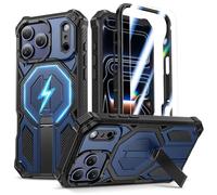Funda magnética para iPhone 17 Pro Max, compatible con MagSafe, con protector de pantalla y soporte invisible, funda 3 en 1 de cuerpo completo de grado militar resistente para iPhone 17 ProMax, color