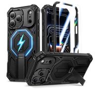 Funda magnética para iPhone 17 Pro Max, compatible con MagSafe, con protector de pantalla y soporte invisible, funda 3 en 1 de cuerpo completo de grado militar resistente para iPhone 17 ProMax, color