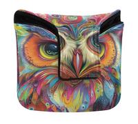 Funda magnética para mazo de golf, regalos de golf para mazos y cuadrados de piel sintética, impermeable, arte psicodélico, búho