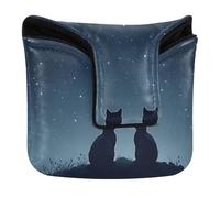 Funda magnética para putter de golf con diseño de estrellas de dos gatos, para la mayoría de marcas de piel sintética impermeable